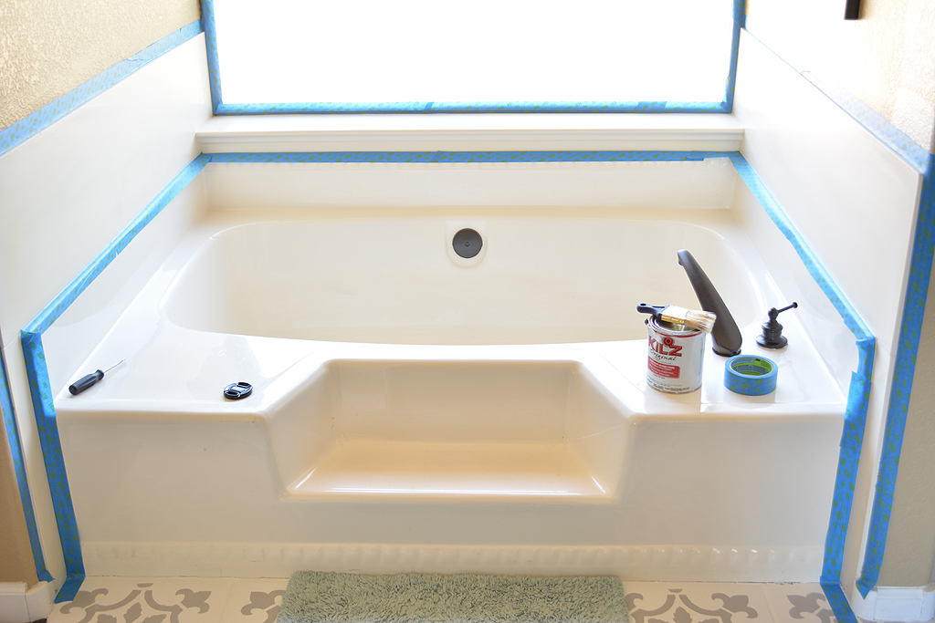 Inexpensive Tub Update with Decorative Moulding