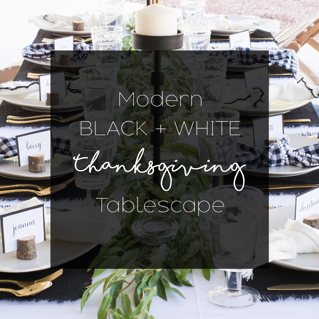 Modern Black + White Thanksgiving Tablescape