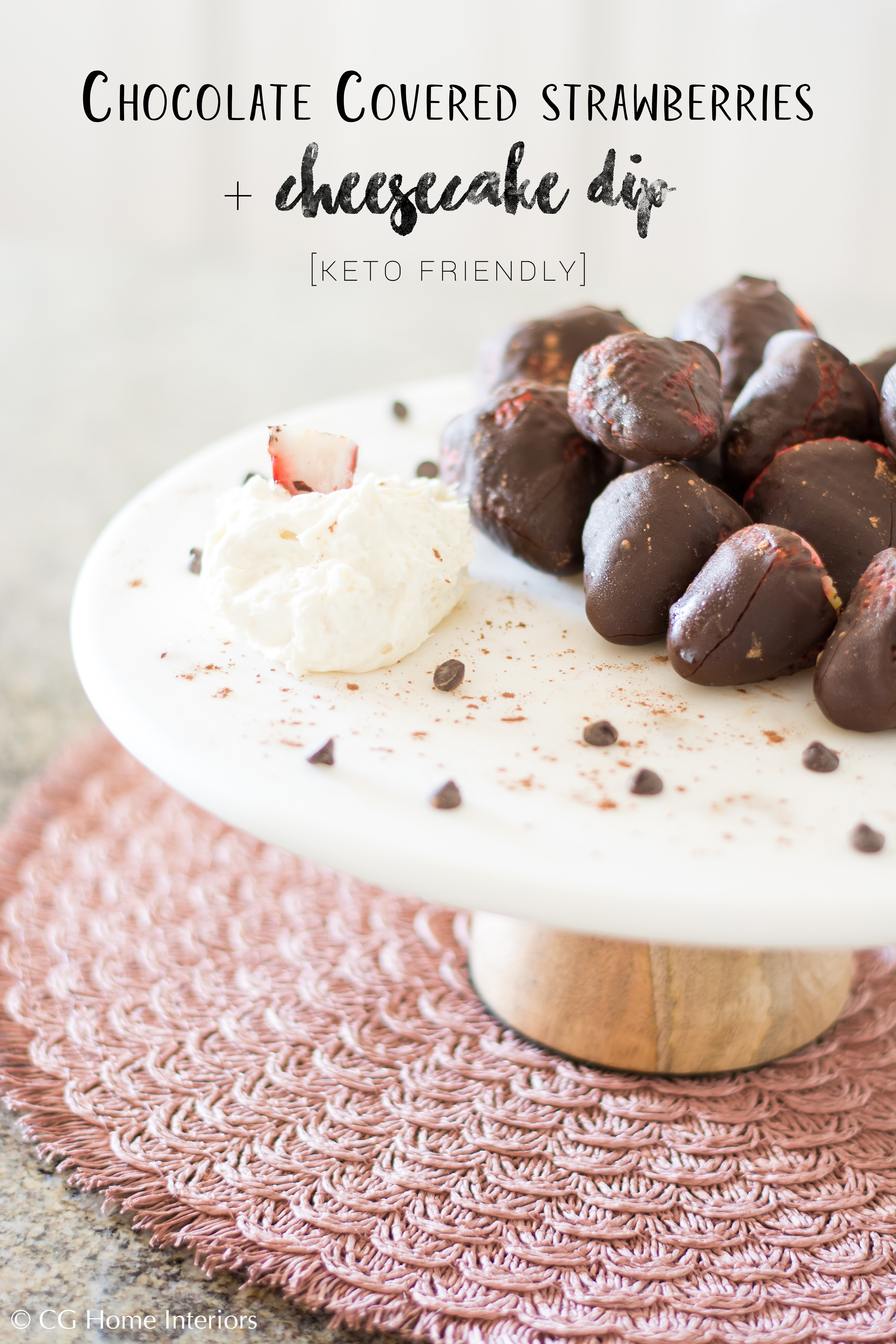 Keto Chocolate Covered Strawberries + Cheesecake Dip, Sugar Free, Low Carb Desserts