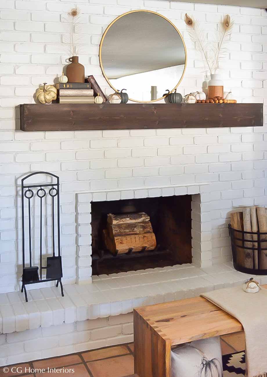 Easy Diy Painted Brick Fireplace And, Floating Mantel Brick Fireplace